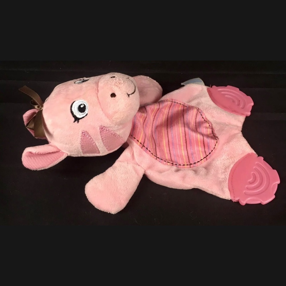 Garanimals Pink Giraffe Lovey 9" Plush Baby Teether Toy Brown Bow - Picture 4 of 12